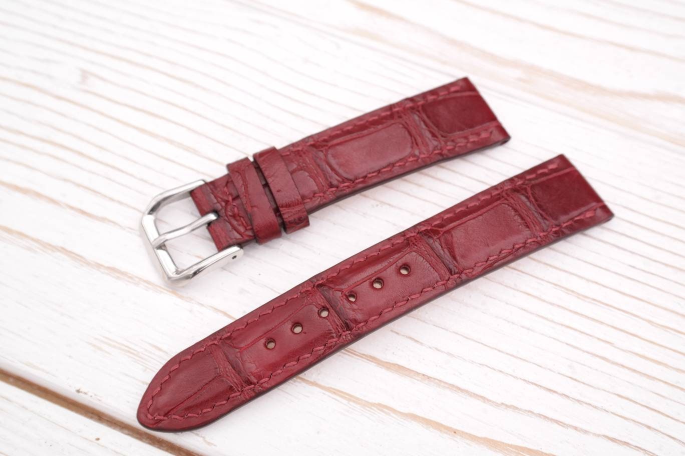 Red Alligator watch band 14 16 18 19 20 21 mm women's watch strap red watch straps small wrist watch bands Men's strap red leather bracelet