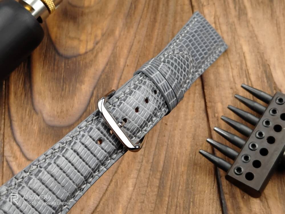 Lizard watch band leather 14 16 18 19 20 21 22 men's watch straps watchbands ladies watch bands gray Lizard strap  leather Light gray straps