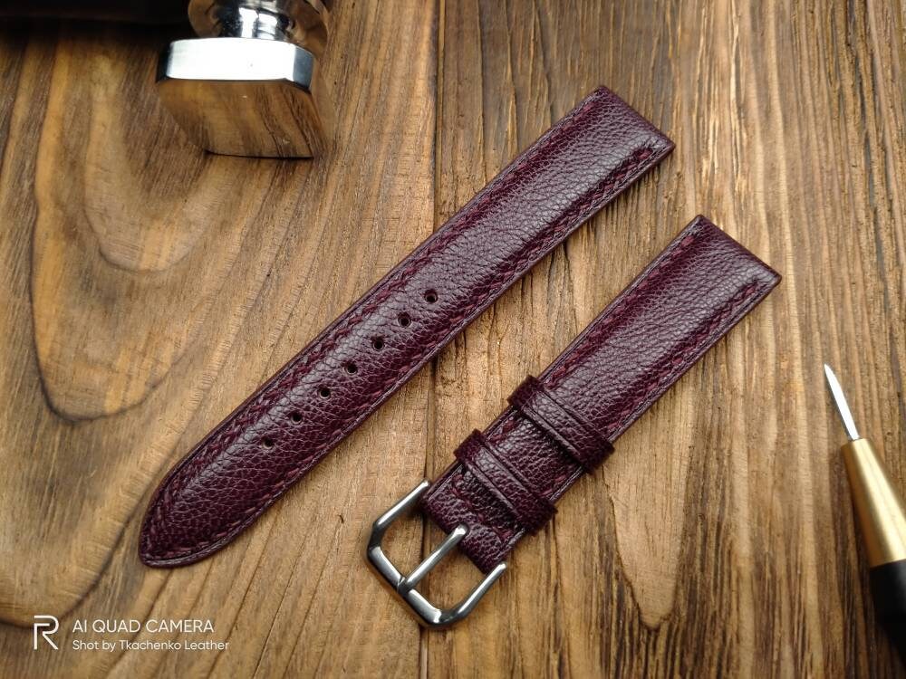 Maroon leather watch band 14mm 16 mm 20mm watch strap 18mm women's leather watch bands red ladies burgundy watch bands leather Maroon straps