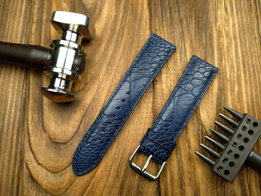 Blue ostrich paws leather watch band leather watch band 16 18 19 20 21 22 men's vintage strap watch bands ladies ostrich watch bands