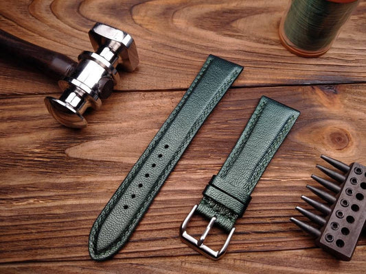 Emerald leather watch band 14mm 16 mm 20mm watch strap 18mm green women's leather watch bands ladies watch bands leather emerald straps