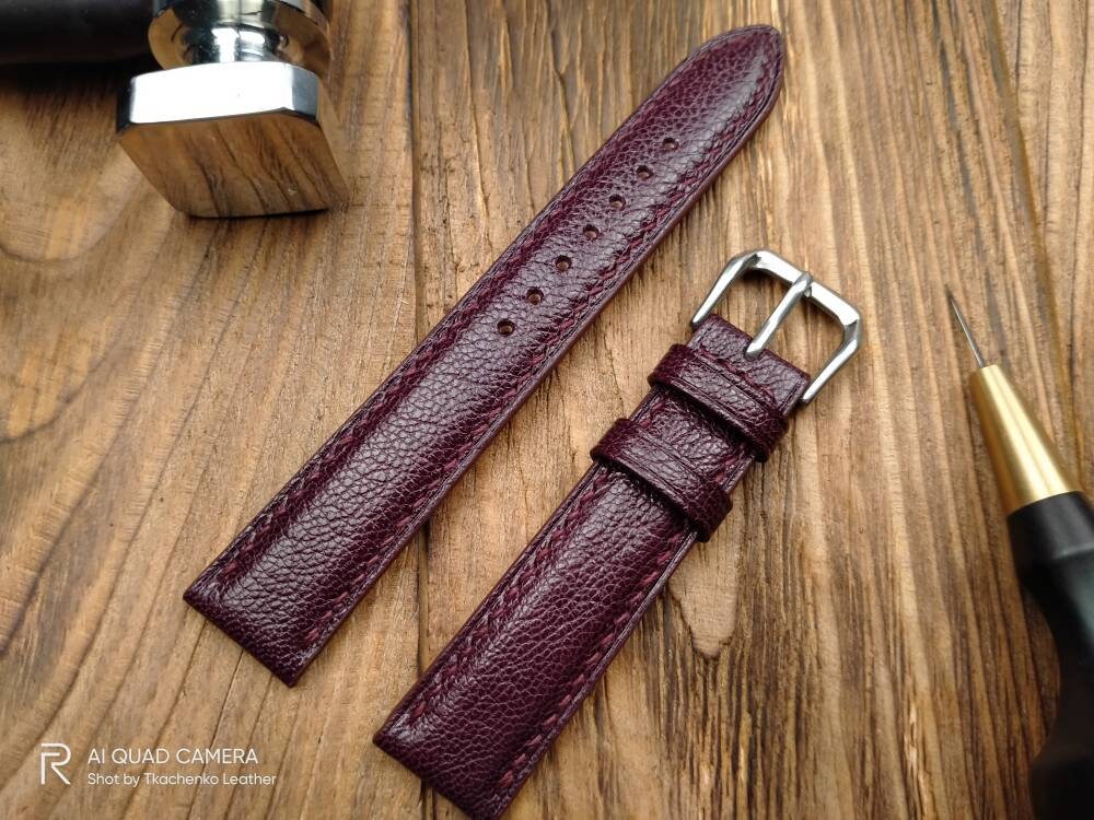 Maroon leather watch band 14mm 16 mm 20mm watch strap 18mm women's leather watch bands red ladies burgundy watch bands leather Maroon straps