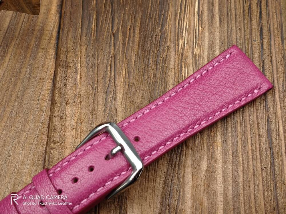 Handcrafted pink watch band leather watch straps 14 16 18 19 20 21 pink strap watch bands ladies pink watch strap for cartier watch band