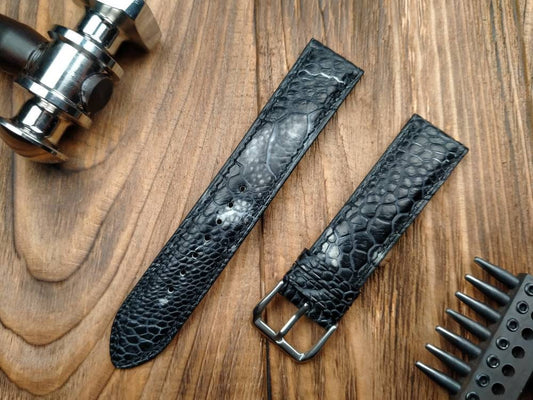 Black ostrich paws leather watch band leather watch band 16 18 19 20 21 22  men's vintage strap watch bands ladies ostrich watch bands