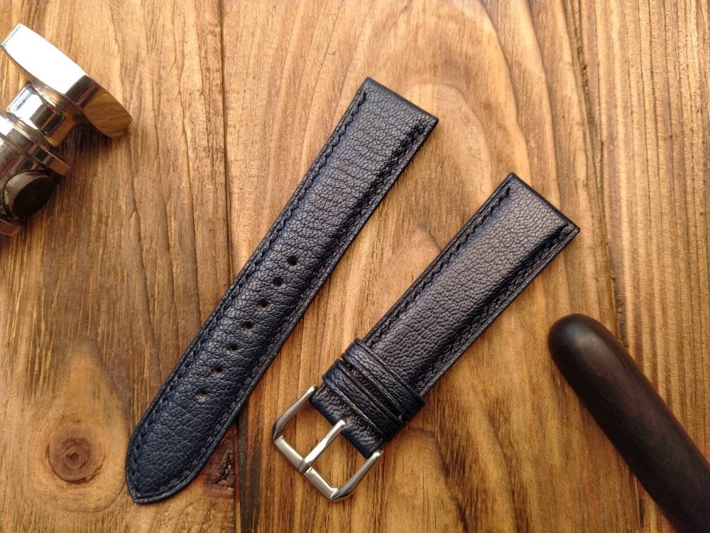 Custom navy watch bands handcrafted blue leather watch strap leather watch band navy men's watch straps 20mm 18mm 16mm blue watch straps