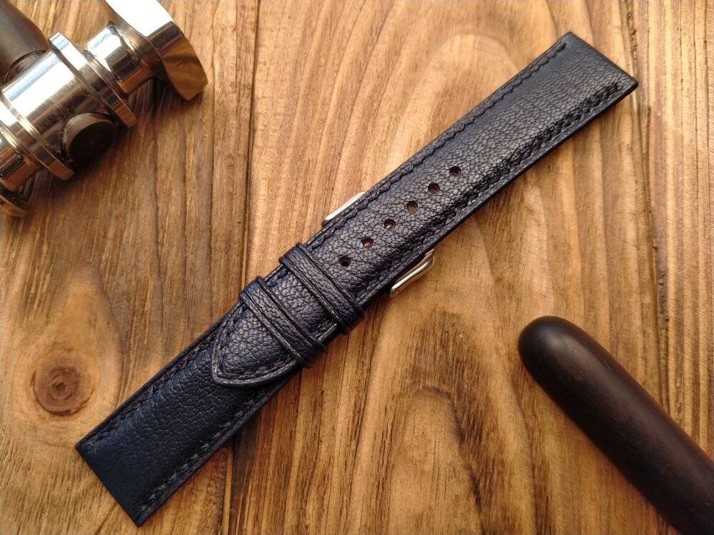 Custom navy watch bands handcrafted blue leather watch strap leather watch band navy men's watch straps 20mm 18mm 16mm blue watch straps