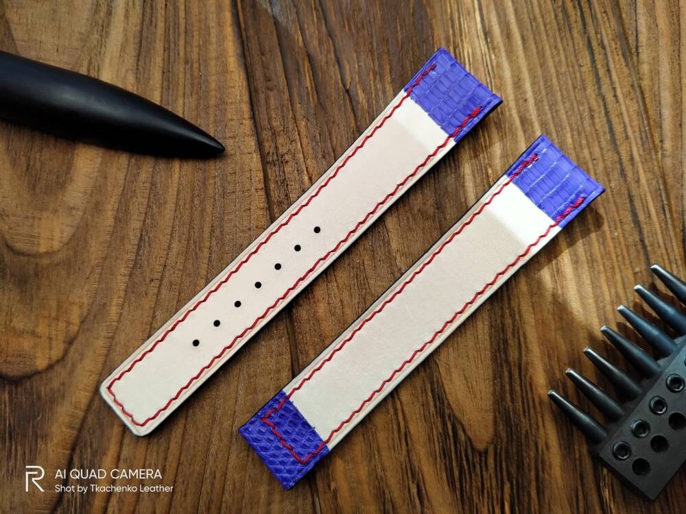 Watch strap for Omega watch band leather 14 16 18 19 20 navy men's watchbands ladies watch bands Lizard strap  leather navy leather