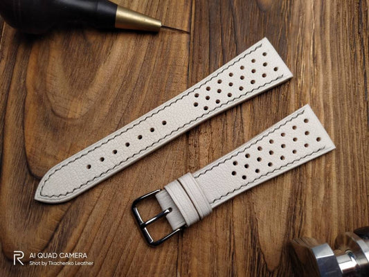 Racing style leather watch band 14mm 16 mm 20mm watch strap 18mm men's milky leather watch bands ladies watch bands leather milky straps