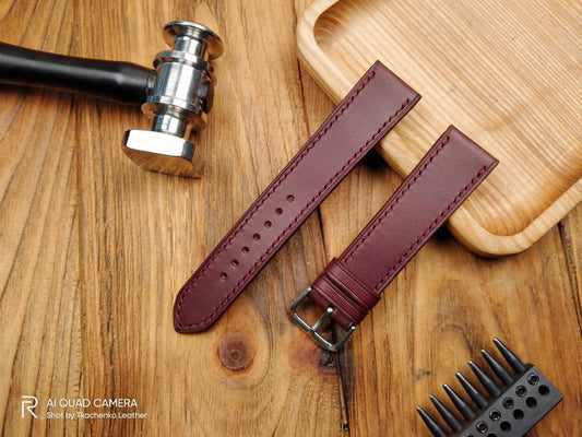 Burgundy leather watch band 14mm 16 mm 20mm watch strap 18mm buttero leather watch bands red watch bands leather Maroon straps