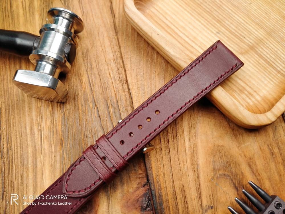 Burgundy leather watch band 14mm 16 mm 20mm watch strap 18mm buttero leather watch bands red watch bands leather Maroon straps