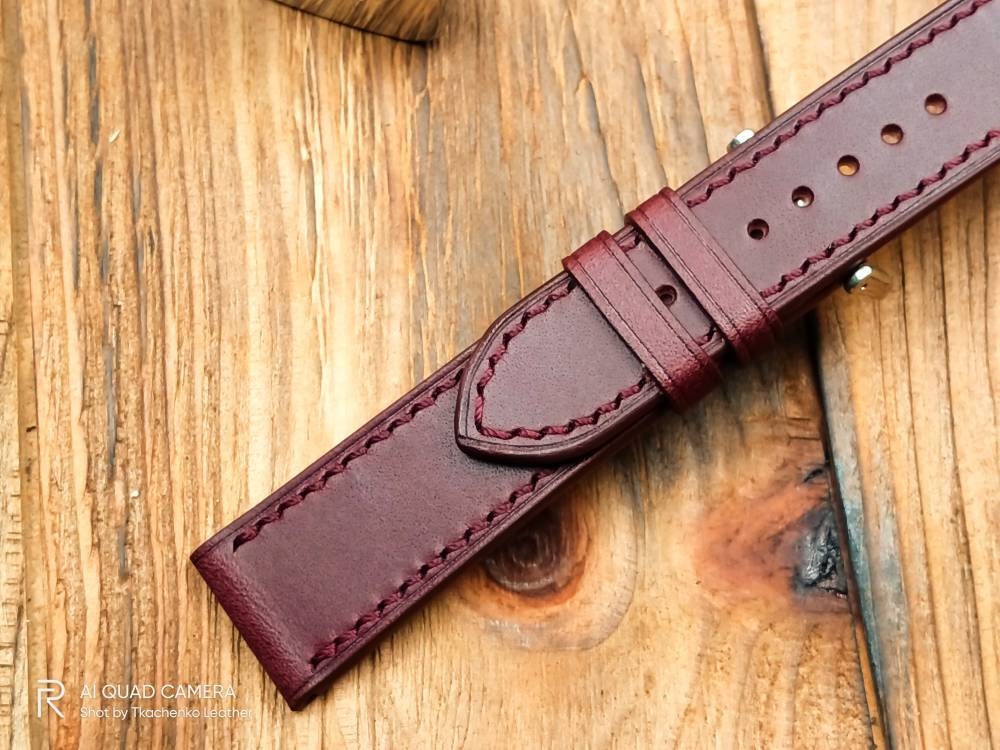 Burgundy leather watch band 14mm 16 mm 20mm watch strap 18mm buttero leather watch bands red watch bands leather Maroon straps