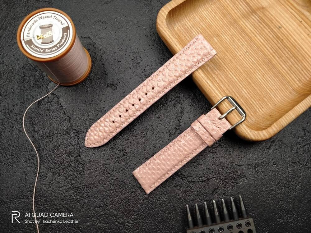 Pink сorung snake leather watch band custom watch straps 16mm watch strap 22 mm 20 mm 18 mm 16 mm small watch wrist bracelet women's