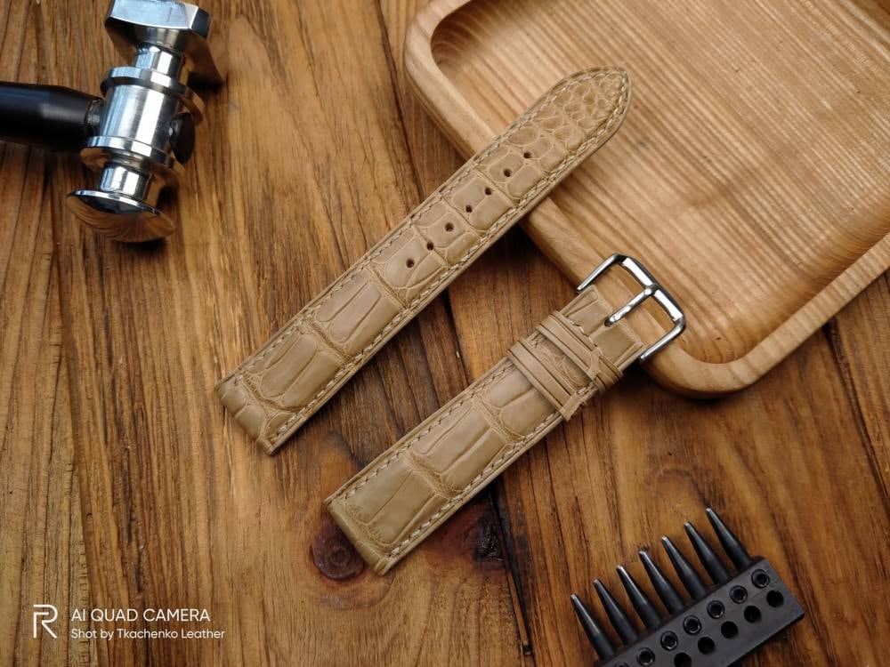 Beige alligator vintage bespoke watch straps 16 men's watch strap 22 20 18 alligator quick small large wrist straps bracelet watch band