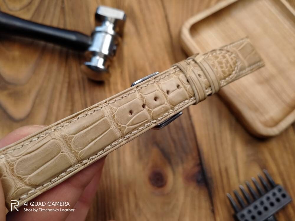 Beige alligator vintage bespoke watch straps 16 men's watch strap 22 20 18 alligator quick small large wrist straps bracelet watch band