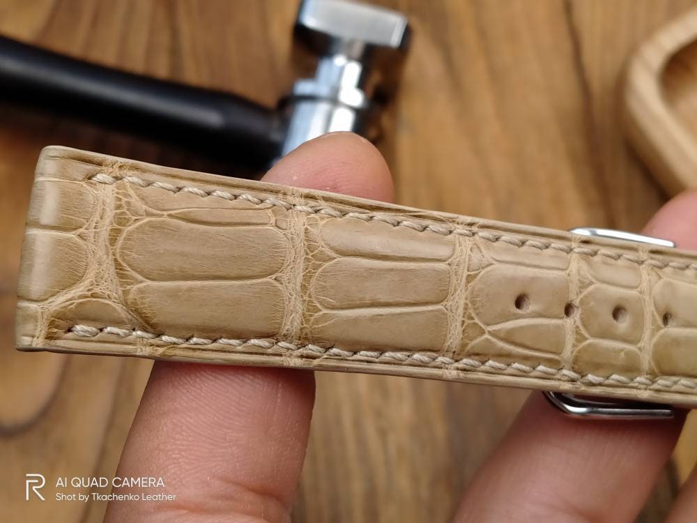 Beige alligator vintage bespoke watch straps 16 men's watch strap 22 20 18 alligator quick small large wrist straps bracelet watch band