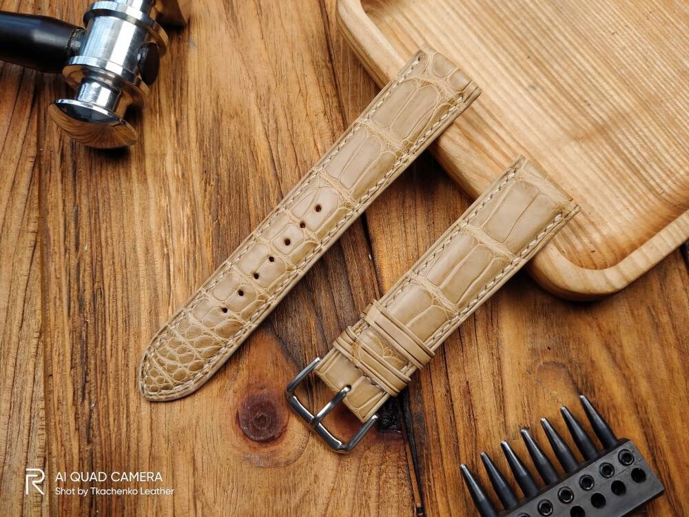 Beige alligator vintage bespoke watch straps 16 men's watch strap 22 20 18 alligator quick small large wrist straps bracelet watch band