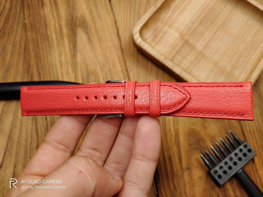 Coral watch band leather 14 16 18 19 20 21  watch straps watchbands red bracelet small red wrist watch leather custom quick release women's