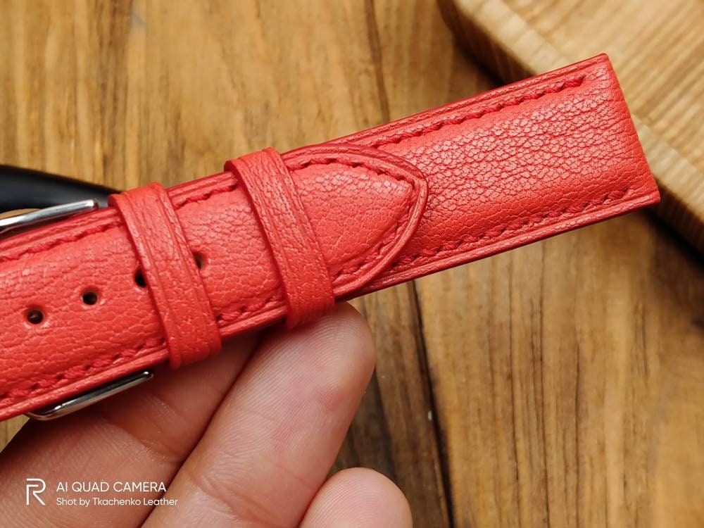 Coral watch band leather 14 16 18 19 20 21  watch straps watchbands red bracelet small red wrist watch leather custom quick release women's