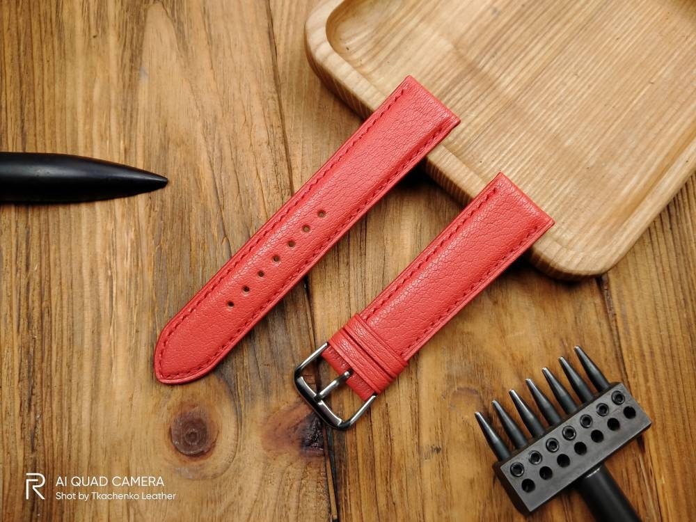 Coral watch band leather 14 16 18 19 20 21  watch straps watchbands red bracelet small red wrist watch leather custom quick release women's