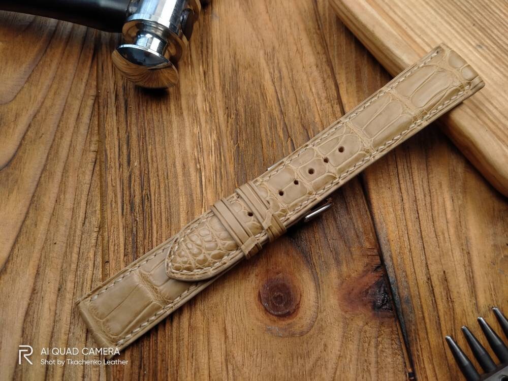 Beige alligator vintage bespoke watch straps 16 men's watch strap 22 20 18 alligator quick small large wrist straps bracelet watch band