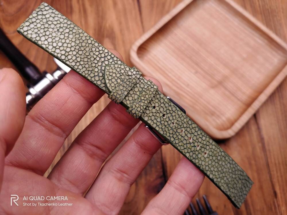 Stingray watch band green leather watch strap custom watchbands small wrist watch 16 mm cuff strap band 18 mm bracelet watch ladies women