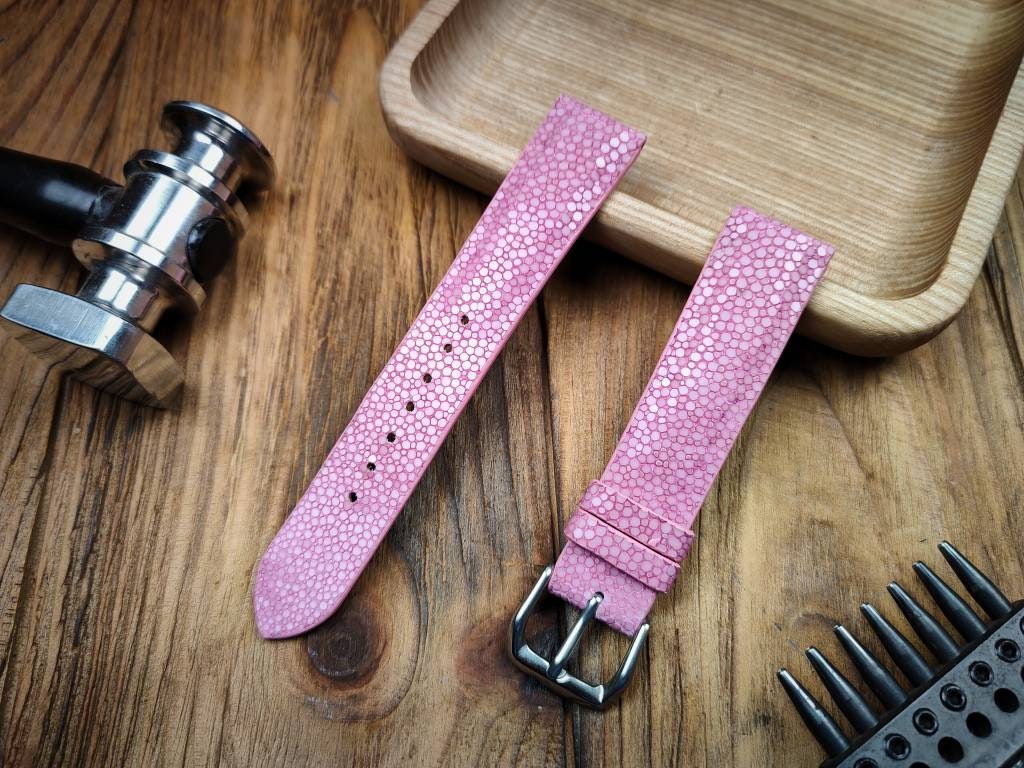 Stingray watch band pink leather strap custom watchbands small wrist watch 16 mm cuff strap band 18 mm bracelet watch ladies women