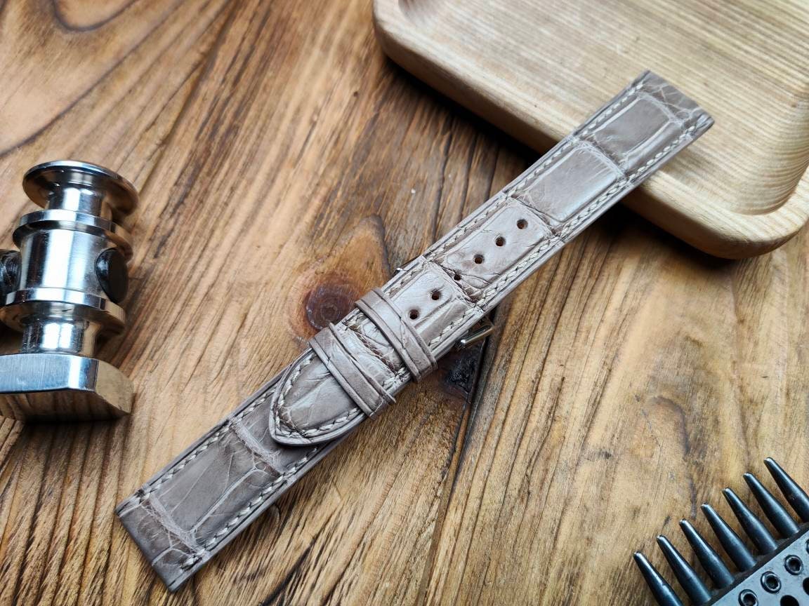Any modification brown alligator bespoke watch straps 16 men's watch 22 20 19 18 alligator quick small large wrist straps watch band curved