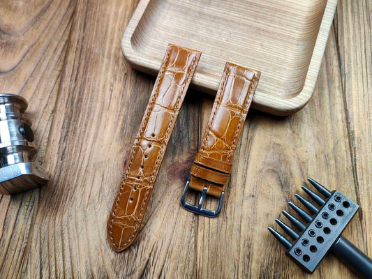 Cognas alligator brown bespoke watch straps 16 men's watch strap 22 20 19 18 alligator quick small large wrist straps bracelet watch band