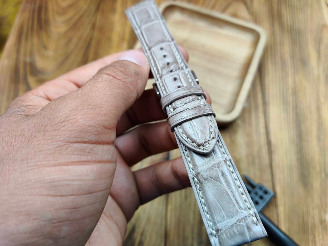 Any modification brown alligator bespoke watch straps 16 men's watch 22 20 19 18 alligator quick small large wrist straps watch band curved