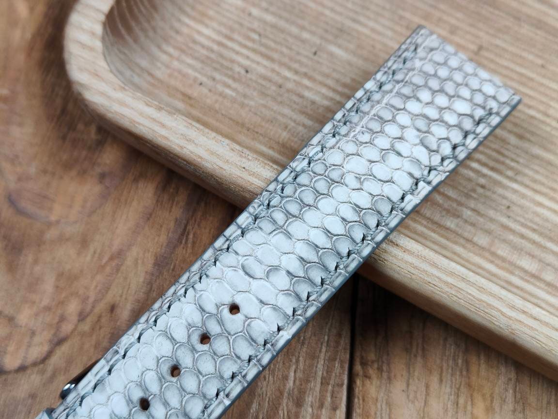 Any modific grey lizard watch band leather any size gray watch straps watchbands watch bands Lizard strap small wrist iguana quick release
