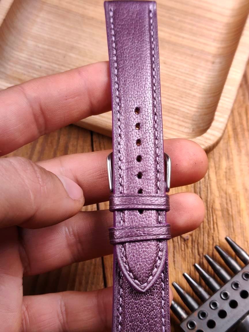 Any modification purple watch band leather watch straps watchbands bracelet small wrist watch leather custom quick release spring