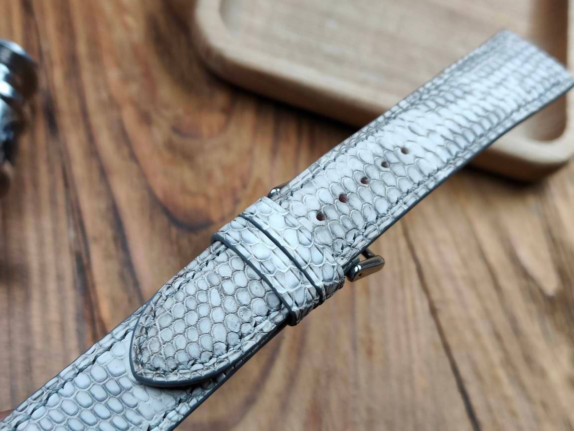 Any modific grey lizard watch band leather any size gray watch straps watchbands watch bands Lizard strap small wrist iguana quick release
