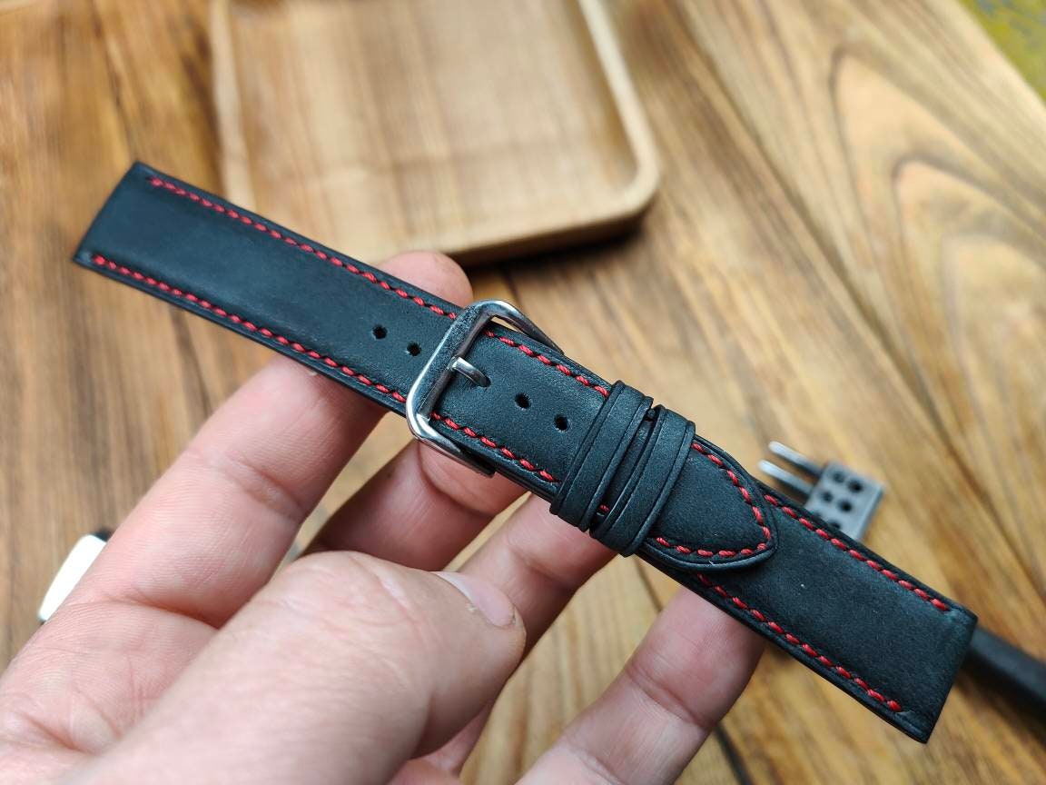 ANY MODIFICATION black leather watch band soft leather 14 16 18 19 20 22 watch straps black strap custom watchbands MENS quick release sprin