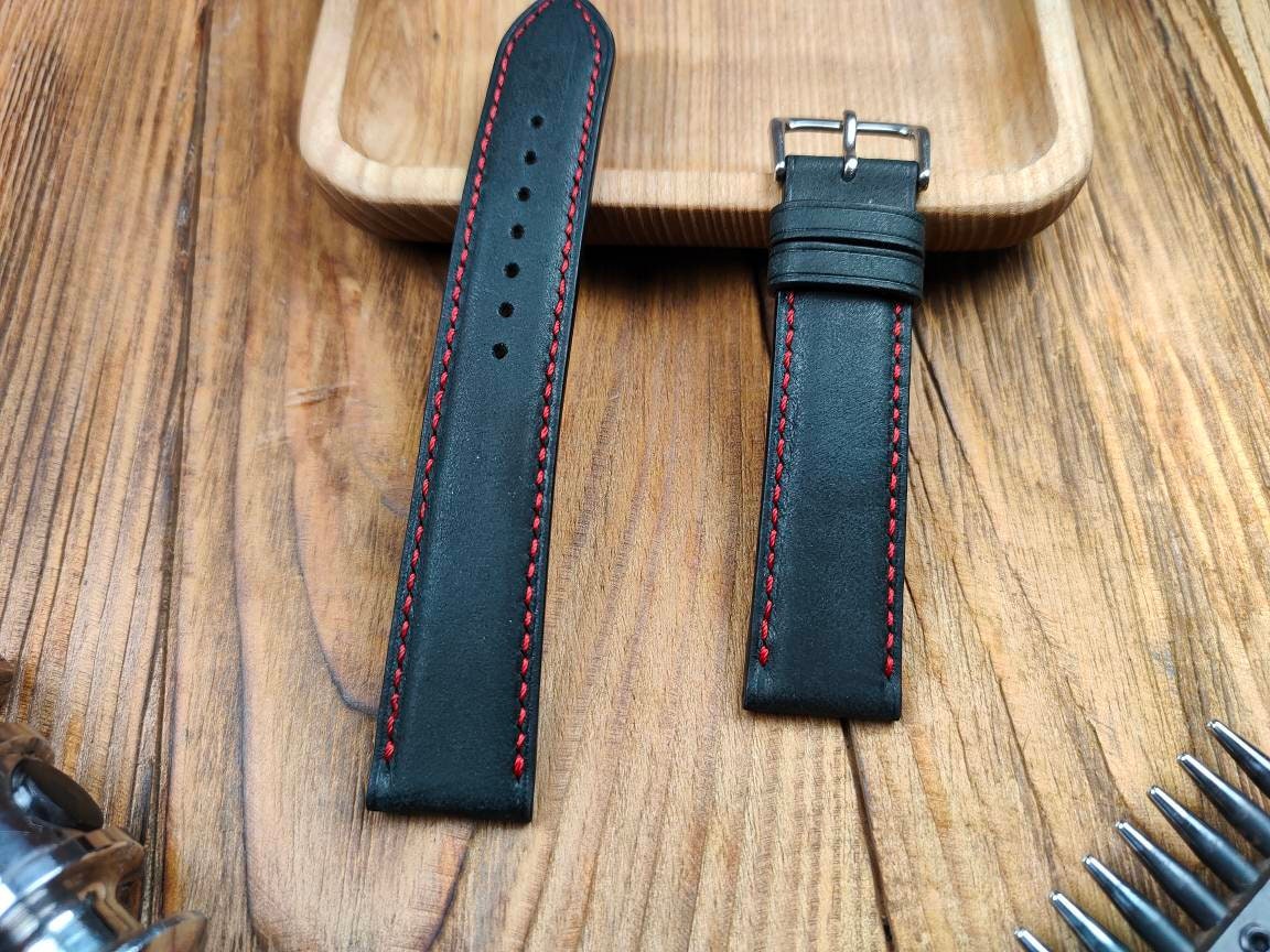 ANY MODIFICATION black leather watch band soft leather 14 16 18 19 20 22 watch straps black strap custom watchbands MENS quick release sprin