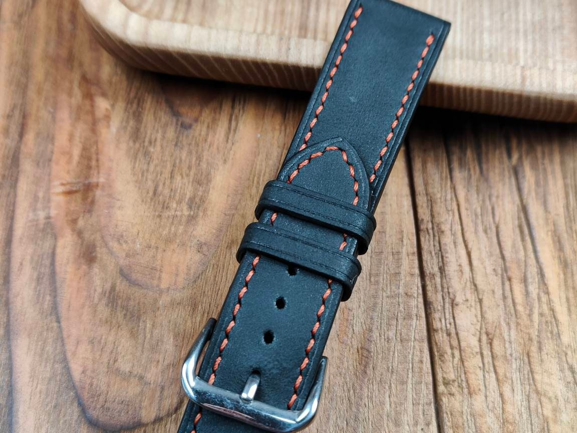 ANY MODIFICATION black matte leather watch band soft leather 14 16 18 19 20 22 watch straps black strap custom watchbands MENS quick release