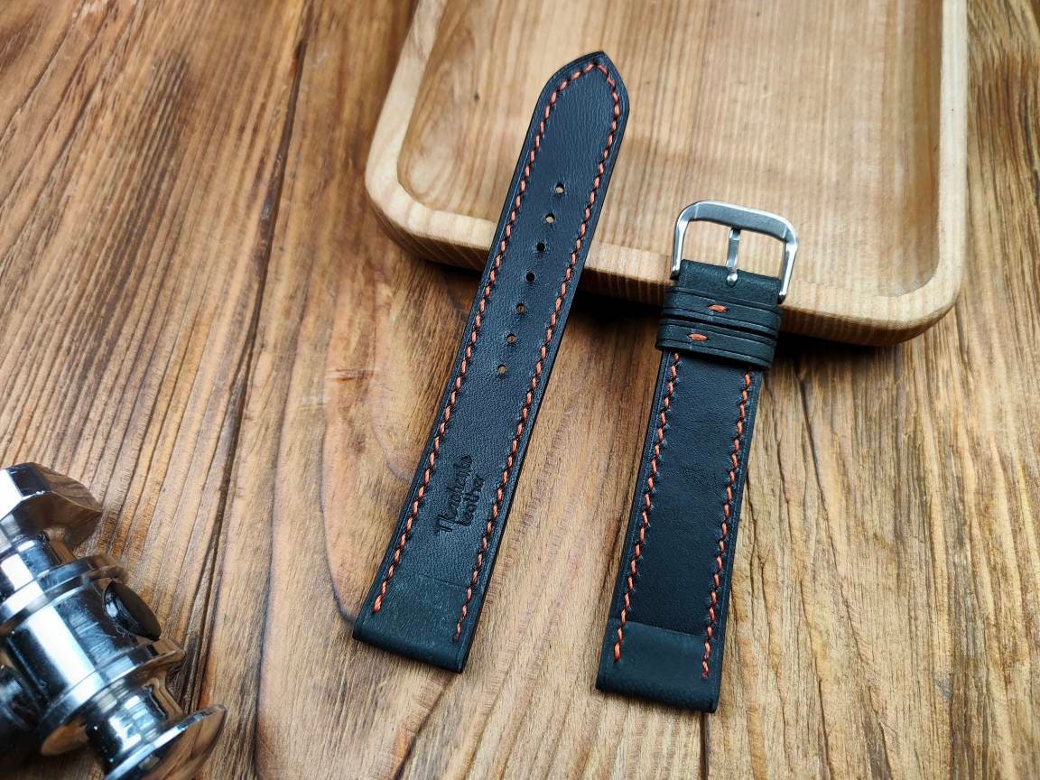 ANY MODIFICATION black matte leather watch band soft leather 14 16 18 19 20 22 watch straps black strap custom watchbands MENS quick release