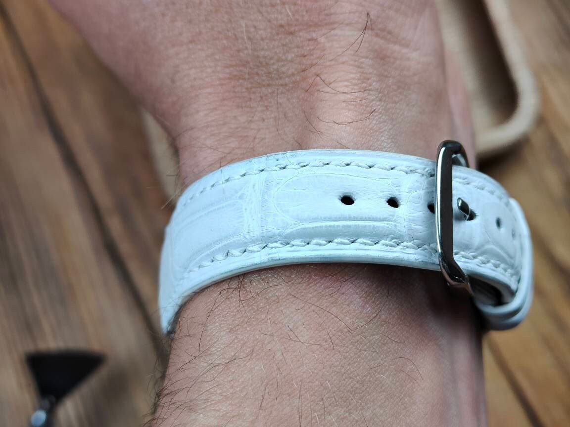 ANY MODIFICA White alligator bespoke women's watch straps 16 men's watch strap 22 20 18 alligator small wrist straps bracelet watch band