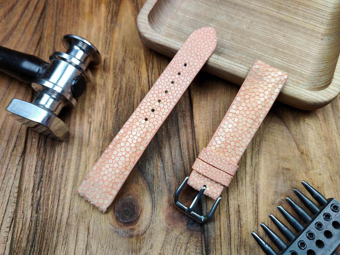 Any modification peach stingray watch band red leather strap custom small wrist watch strap band 18mm bracelet watch ladies women